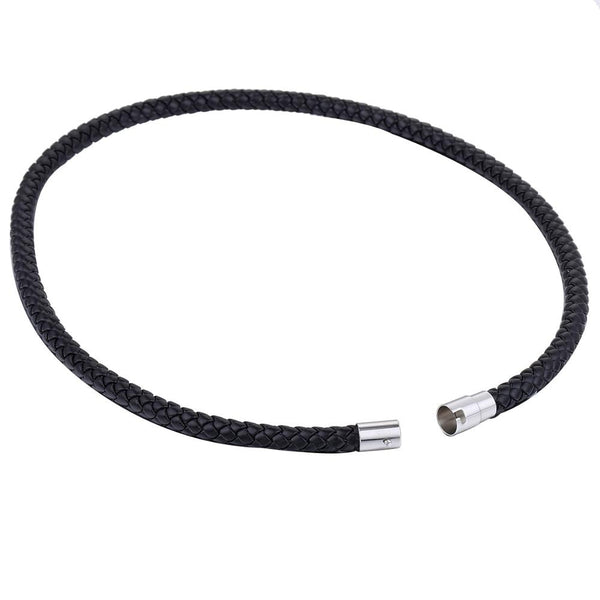 Men's Leather Choker Brown Black Braided Rope Chain Necklace For Men Boys Stainless Steel Clasp Male Jewelry Dropshipping UNM09A | Vimost Shop.