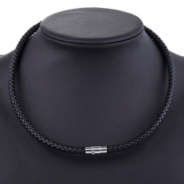 Men's Leather Choker Brown Black Braided Rope Chain Necklace For Men Boys Stainless Steel Clasp Male Jewelry Dropshipping UNM09A | Vimost Shop.