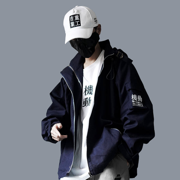 Hip Hop Cargo Jackets Men 2020 Letter Printed Autumn Casual Streetwear Harajuku Ribbons Pockets Turtleneck Coats | Vimost Shop.