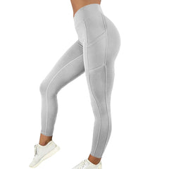 Solid Running Pants High Waist Fitness Yoga Pants With Pocket Tights Women Yoga Sport Trousers Training Workout leggings