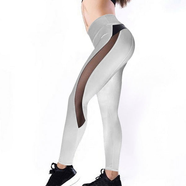 Full Length Workout Leggings With Pocket Women High Waist Mesh Patchwork Yoga Pants Fitness Gym Exercise Sport Pants | Vimost Shop.