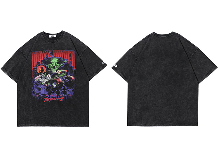 Men Oversize Hip Hop T-Shirt Devil Racing Harajuku Tshirt Summer Short Sleeve Cotton Loose Tops Tees | Vimost Shop.