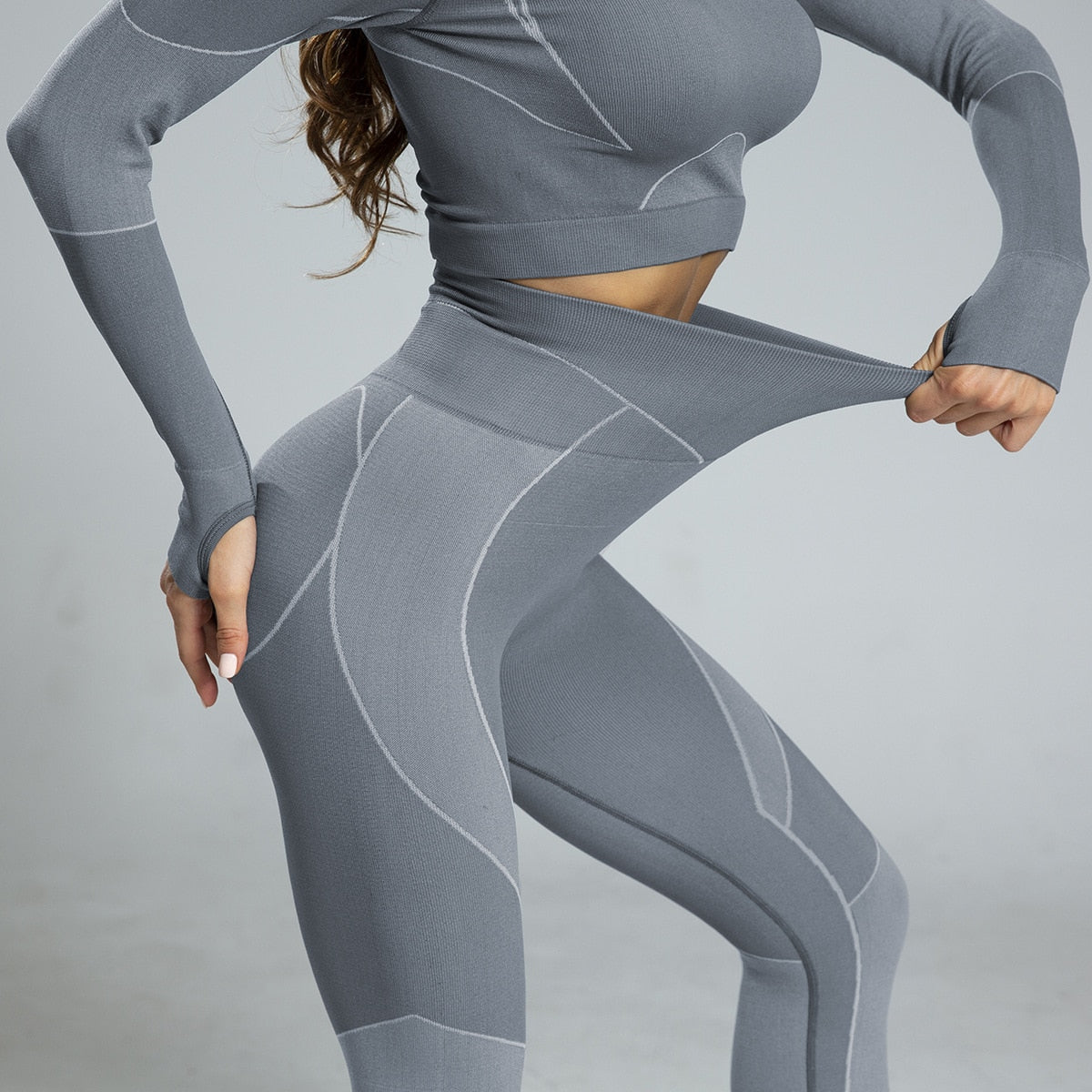 Women Yoga Crop Top Seamless Leggings Yoga Set Workout Yoga Pants Gym Set High Waist Legging Pants Sport Shirt Fitness Striped | Vimost Shop.