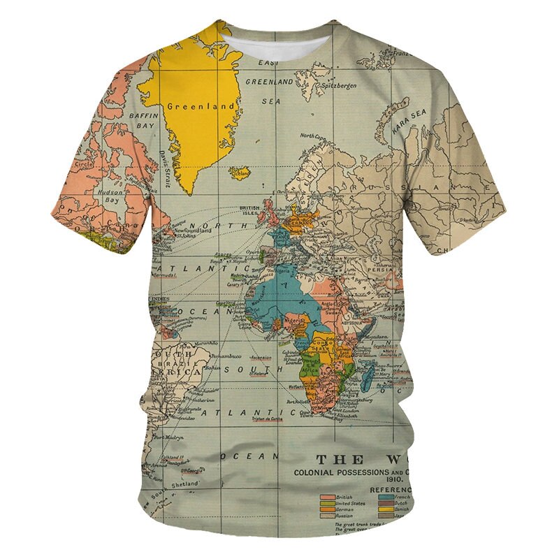 World Map T-shirt Funny T Shirts Summer Fashion Anime Tshirt 3D T Shirt Mens Clothing Tops Tees 2020 New Fashion | Vimost Shop.