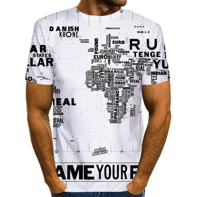 World Map T-shirt Funny T Shirts Summer Fashion Anime Tshirt 3D T Shirt Mens Clothing Tops Tees 2020 New Fashion | Vimost Shop.