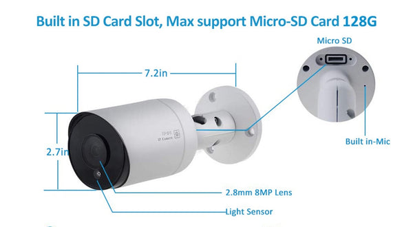 Hikvision Compatible Anpviz 5MP Bullet IP Camera POE Outdoor/Indoor 30m IR Security Camera With Microphone Audio Onvif IP66 | Vimost Shop.