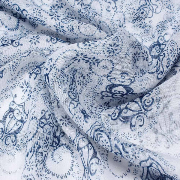 Women Classical Print Scarf Scarves Sun Protection Gauze Kerchief Lightweight ethnic blue and white porcelain Bali yarn scarf | Vimost Shop.