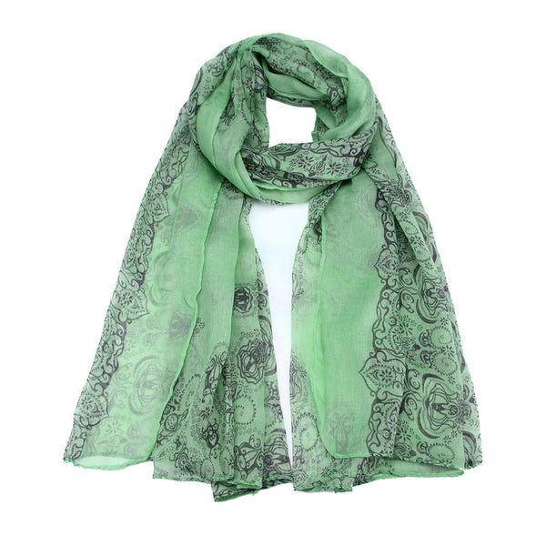 Women Classical Print Scarf Scarves Sun Protection Gauze Kerchief Lightweight ethnic blue and white porcelain Bali yarn scarf | Vimost Shop.