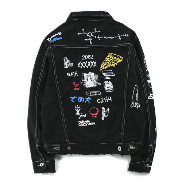 Hip Hop Fashion Printed Jeans Jacket Men  Autumn Winter Streetwear Denim Jackets Coats Cowboy Jacket Jaqueta masculina | Vimost Shop.