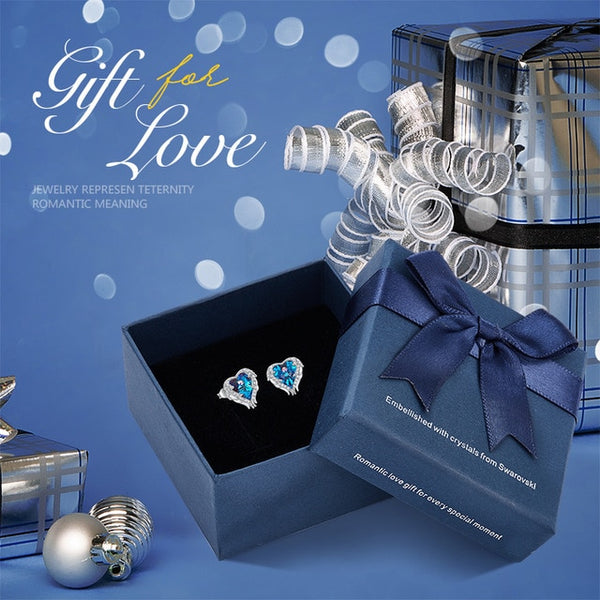 Angel Wing Stud Earrings Embellished with Crystal from Swarovski Earrings for Women 925 Sterling Silver Fine Jewelry | Vimost Shop.