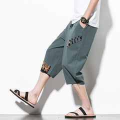 Streetwear Summer Cotton Harem Pants Men Casual Hip Hop Trousers Drawstring Loose Calf-Length Pants Joggers Size 5XL