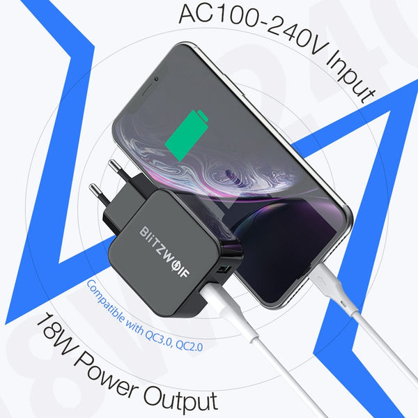 QC3.0+2.4A 18W Dual USB Fast Charger Port Mobile Phone EU AU Adapter Travel Wall Charger For iPhone 11 8 X For Huawei | Vimost Shop.