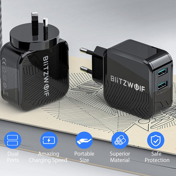 QC3.0+2.4A 18W Dual USB Fast Charger Port Mobile Phone EU AU Adapter Travel Wall Charger For iPhone 11 8 X For Huawei | Vimost Shop.