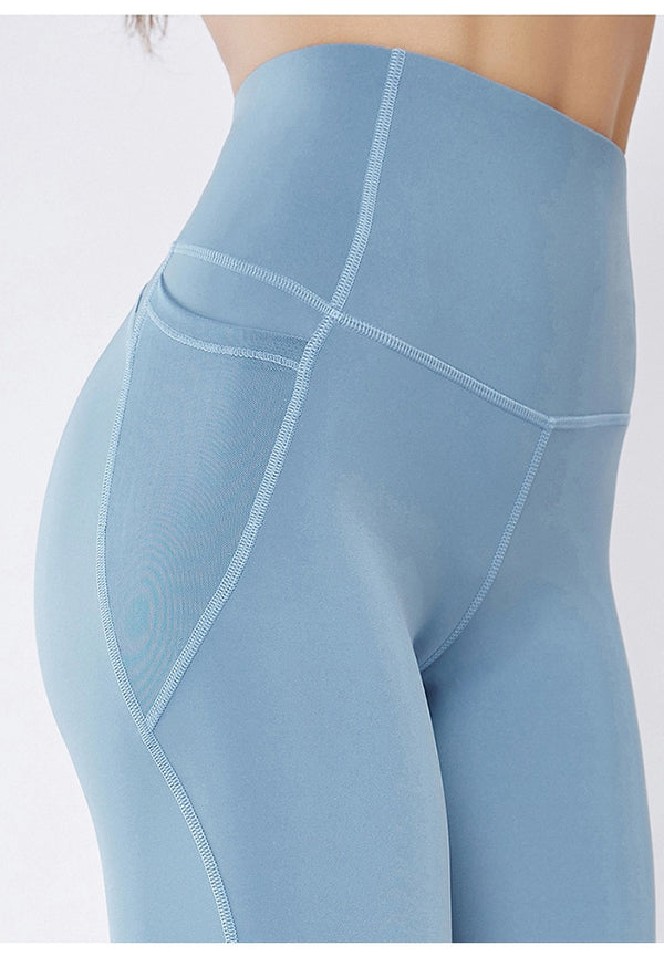 Workout Gym Tights High Waist Sports Pants Women Anti-sweat Soft Fitness Yoga Leggings Pants Running Tights with Side Pocket | Vimost Shop.