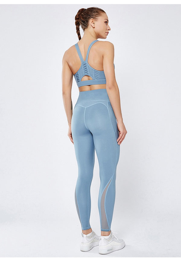 Workout Gym Tights High Waist Sports Pants Women Anti-sweat Soft Fitness Yoga Leggings Pants Running Tights with Side Pocket | Vimost Shop.