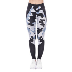 Elegant Women High Waist Legging Camo Black Triangles Printing