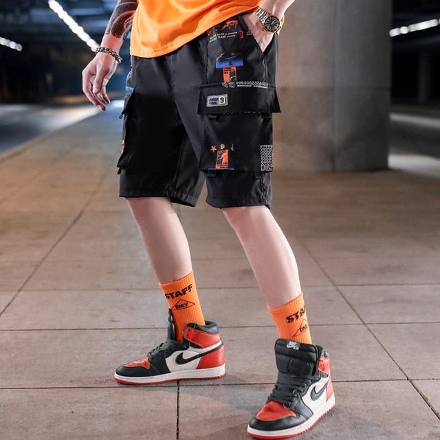 Streetwear Men's Shorts Knee Length Summer New Fashion Printed Hiphop Men Short Pants Mens Beach Pants Loose Leisure | Vimost Shop.