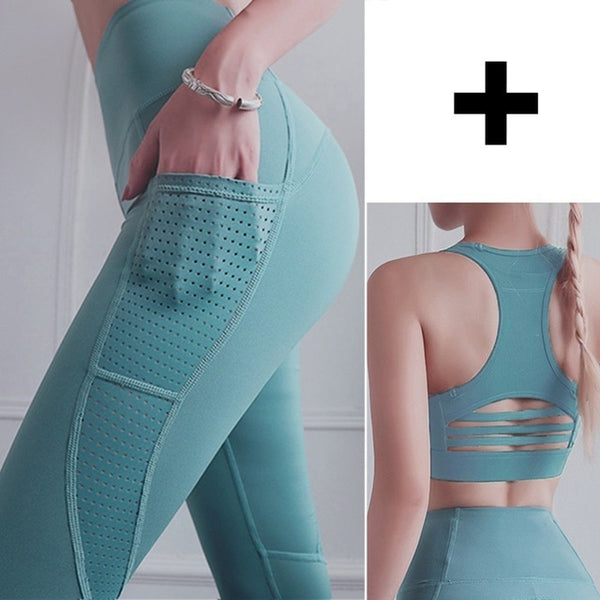 Fitness Yoga Pants for Women High Waist Solid Pocket | Vimost Shop.