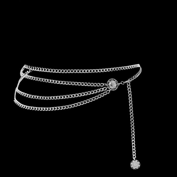 Women Fashion Belt Hip High Waist Gold Narrow Metal Chain Belt Chunky Fringes | Vimost Shop.
