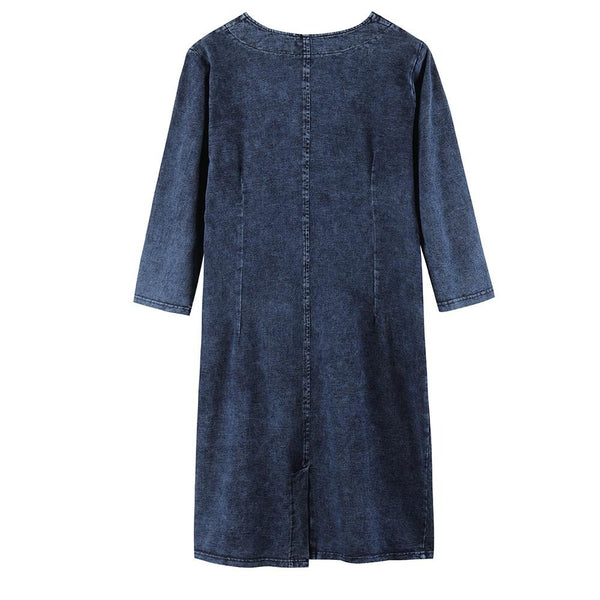 Women's Plus Size Fashion Denim Dress High Flexibility Slim Fit Dress Casual Dress New knitted denim