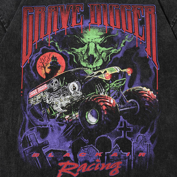 Men Oversize Hip Hop T-Shirt Devil Racing Harajuku Tshirt Summer Short Sleeve Cotton Loose Tops Tees | Vimost Shop.