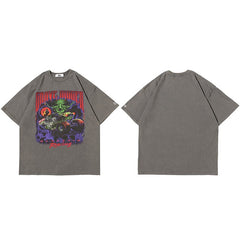Men Oversize Hip Hop T-Shirt Devil Racing Harajuku Tshirt Summer Short Sleeve Cotton Loose Tops Tees