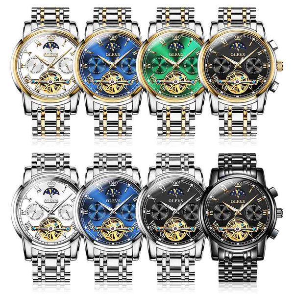 Men Watch Automatic Mechanical Business Skeleton Slef-Wind Luxury Stainless Steel Waterproof Luminous Wrist Watch | Vimost Shop.