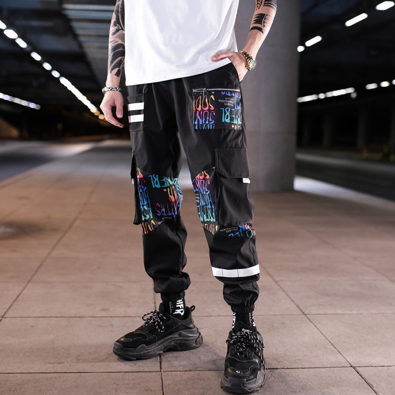 Streetwear Men Hip Hop Patchwork Sweatpants Joggers Trousers Casual Drawstring Sportwear Pants Male New Men Cargo Pants | Vimost Shop.