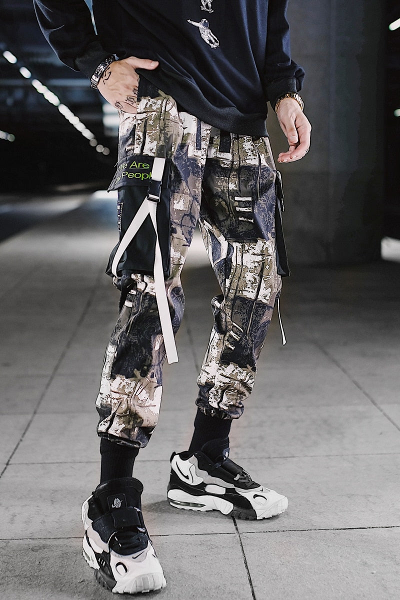 Streetwear Men Hip Hop Patchwork Sweatpants Joggers Trousers Casual Drawstring Sportwear Pants Male New Men Cargo Pants | Vimost Shop.