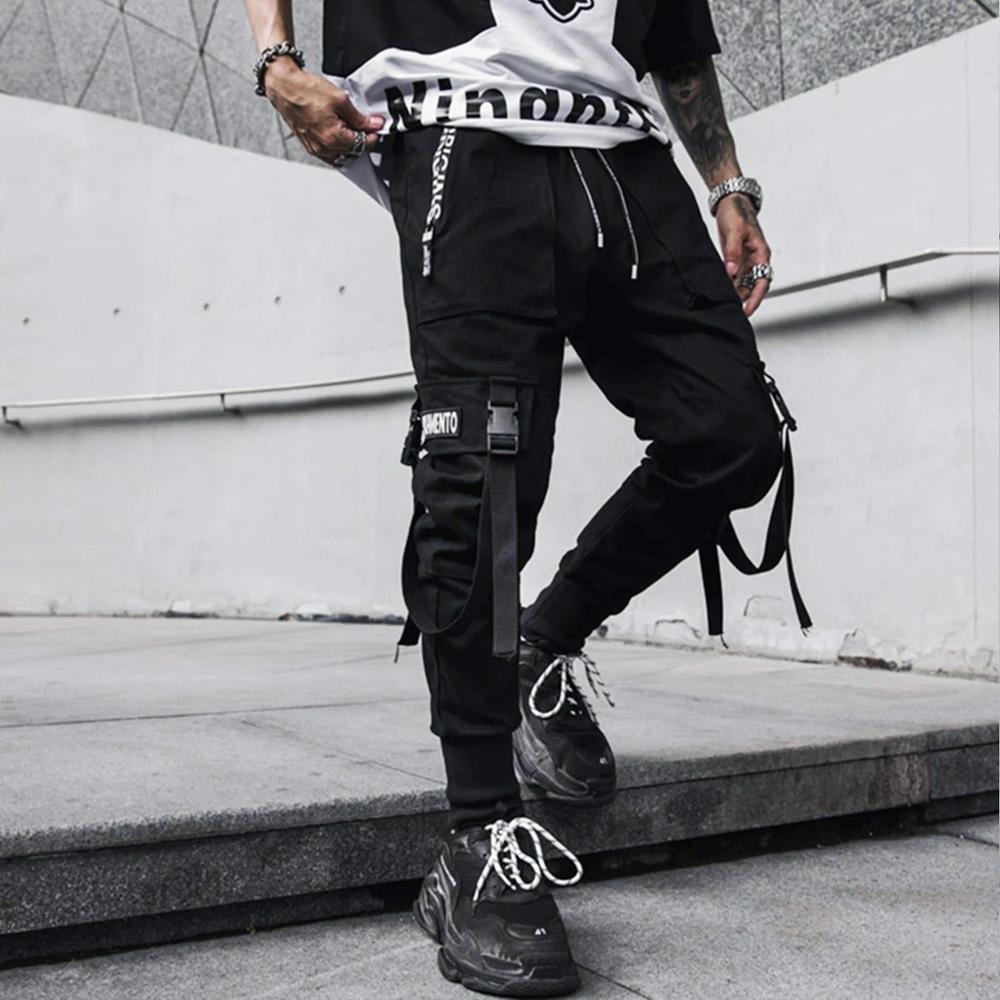 Ribbons Hip Hop Streetwear Pants Joggers Men 2020 Fashion Casual Slim Track Trousers Pants Black Sweatpants Male | Vimost Shop.