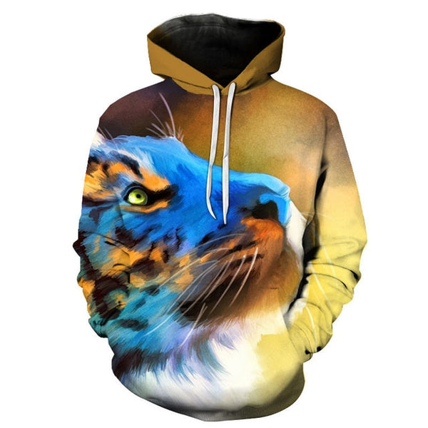 3D Print Flame Tiger Hoodie Men Sweatshirt Men Women Hoodies Plus Size Pullover Novelty 6XL Casual Animal Coats | Vimost Shop.
