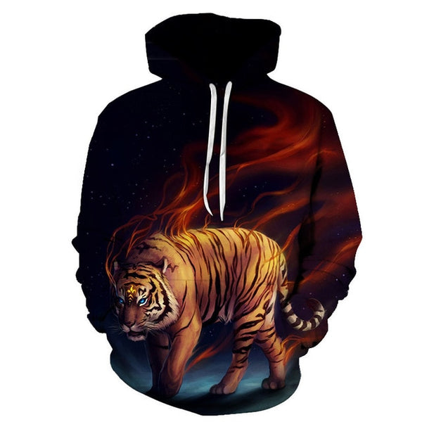 3D Print Flame Tiger Hoodie Men Sweatshirt Men Women Hoodies Plus Size Pullover Novelty 6XL Casual Animal Coats | Vimost Shop.