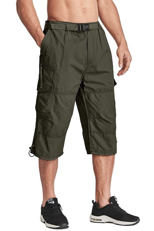 Men Tactical Capri Pants Military Cotton 3/4 Below Knee Trousers Army Airsoft Paintball Elastic Waist Cargo Work Pants | Vimost Shop.
