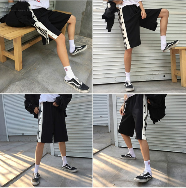 Hip Hop Retro Side Slip Fastener Shorts Men Casual Wear Sports Short | Vimost Shop.