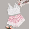 Lace Satin Cami With Striped Women Pijamas Sexy Sleepwear | Vimost Shop.
