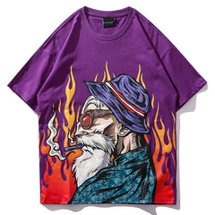 Men Japanese Printed Men's Tee Shirts O-neck T Shirt