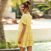 Red Ditsy Floral Print Ruffle Hem Smock Dress Women Summer O-neck Ruffle Hem Loose Boho Cute Mini Chiffon Dresses | Vimost Shop.
