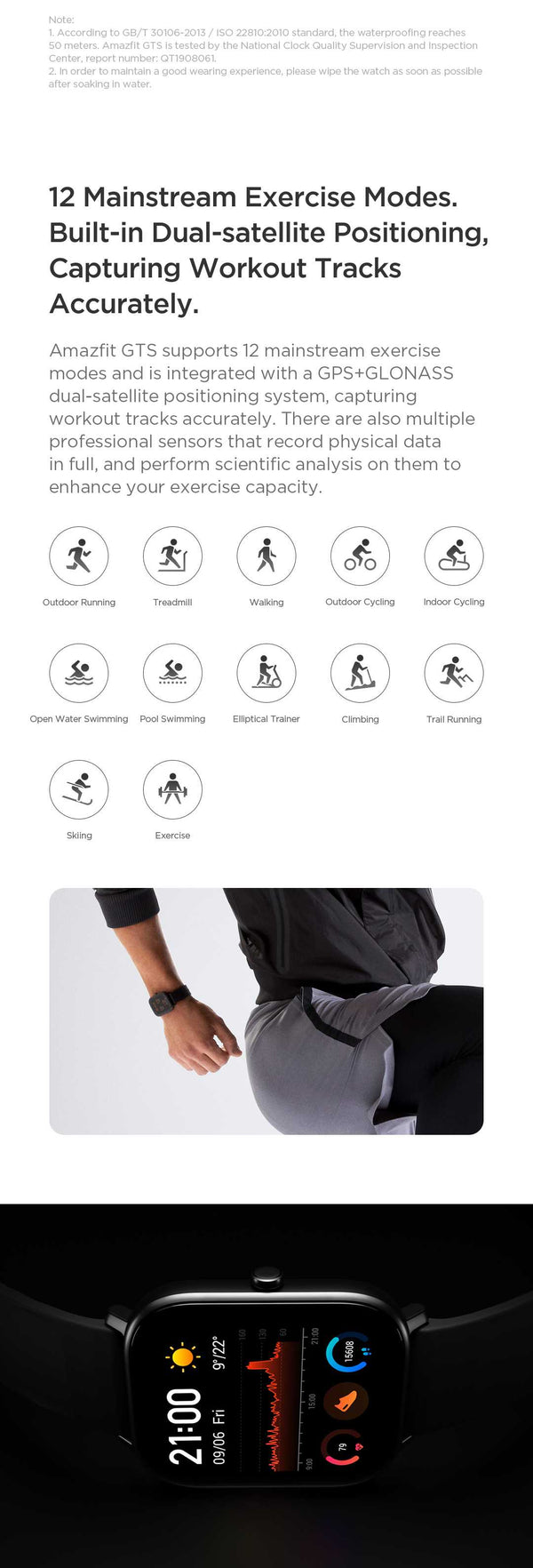 Smart Watch BT5.0 AMOLED Screen Heart Rate Sleep Wristband GPS+GLONASS 5ATM Waterproof Sport Smart Watch | Vimost Shop.