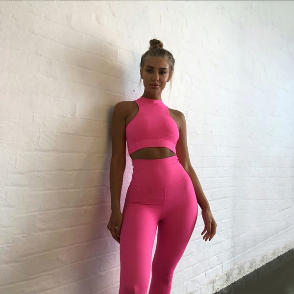 Fitness Suit Women Gym Clothing Dry Fit Yoga Set Sportswear Woman Workout Clothes Vest Legging Kit Black Red Green | Vimost Shop.