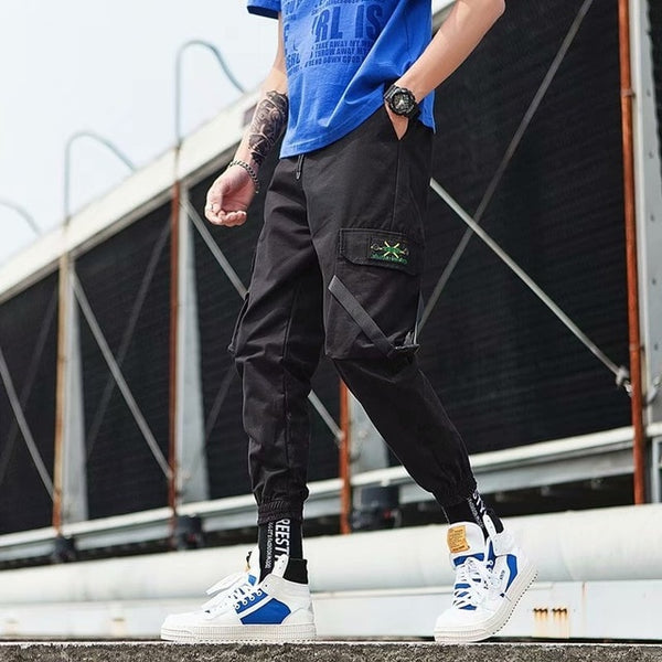 Streetwear Ribbons Casual Pants Men Black Slim Mens Joggers Pants Side-pockets Cotton Camouflage Man Trousers | Vimost Shop.
