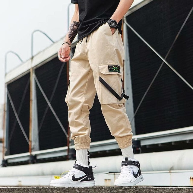 Streetwear Ribbons Casual Pants Men Black Slim Mens Joggers Pants Side-pockets Cotton Camouflage Man Trousers | Vimost Shop.