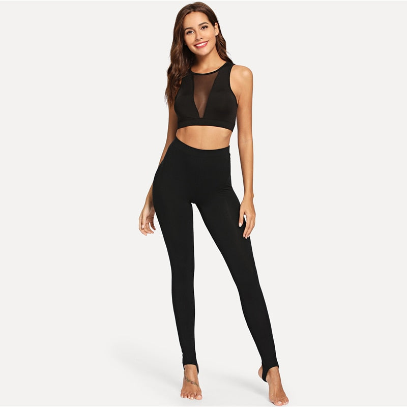 High Rise Stirrup Solid Long Skinny Leggings Autumn Cool Women Pants Trousers | Vimost Shop.