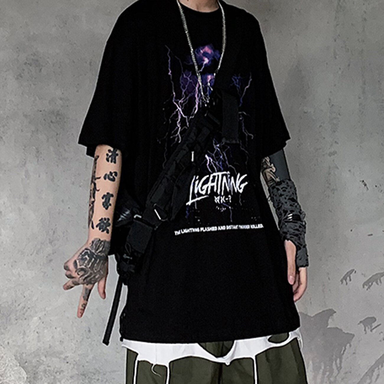 Lightning Print T Shirt Men Summer Casual Tshirt Tees Hip Hop Harajuku Loose Streetwear Short Sleeve Shirts | Vimost Shop.
