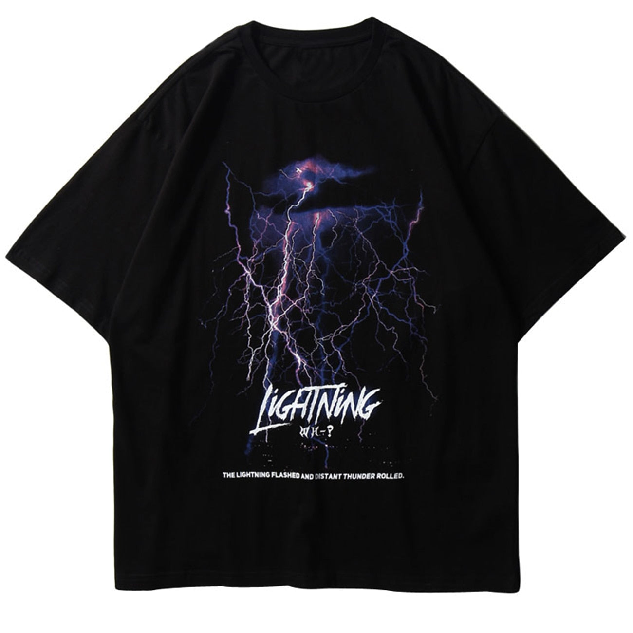 Lightning Print T Shirt Men Summer Casual Tshirt Tees Hip Hop Harajuku Loose Streetwear Short Sleeve Shirts | Vimost Shop.
