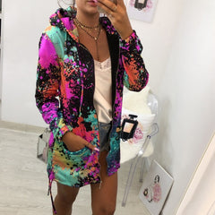 Women Sweatshirt Casual Pocket Zipper Loose Plus size Female Outwear