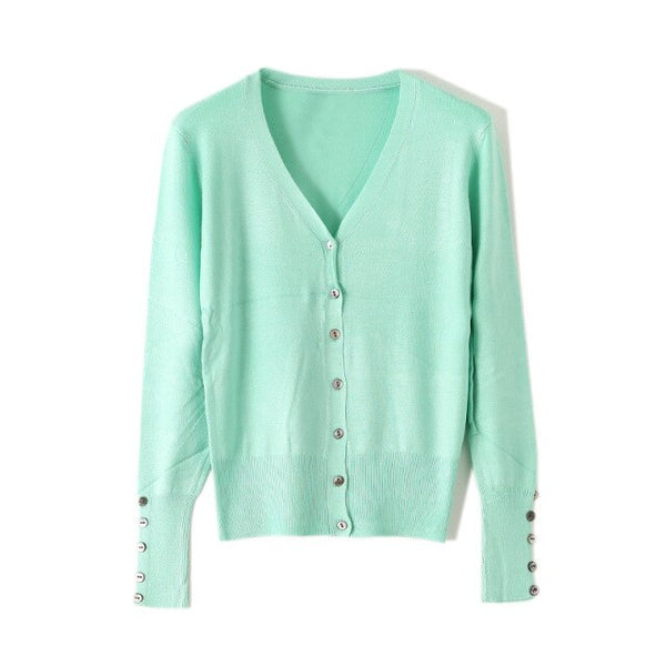 High Quality Shell Cufflinks Knitted Cardigan Shirt Top Female Loose Shawl Autumn Women's Sweater Jacket