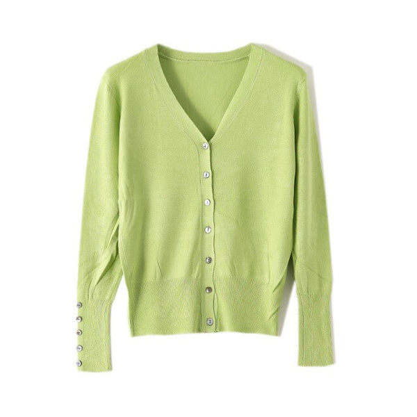 High Quality Shell Cufflinks Knitted Cardigan Shirt Top Female Loose Shawl Autumn Women's Sweater Jacket