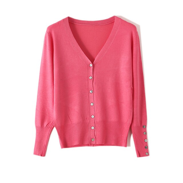 High Quality Shell Cufflinks Knitted Cardigan Shirt Top Female Loose Shawl Autumn Women's Sweater Jacket