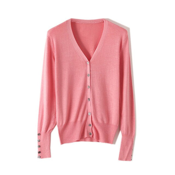 High Quality Shell Cufflinks Knitted Cardigan Shirt Top Female Loose Shawl Autumn Women's Sweater Jacket