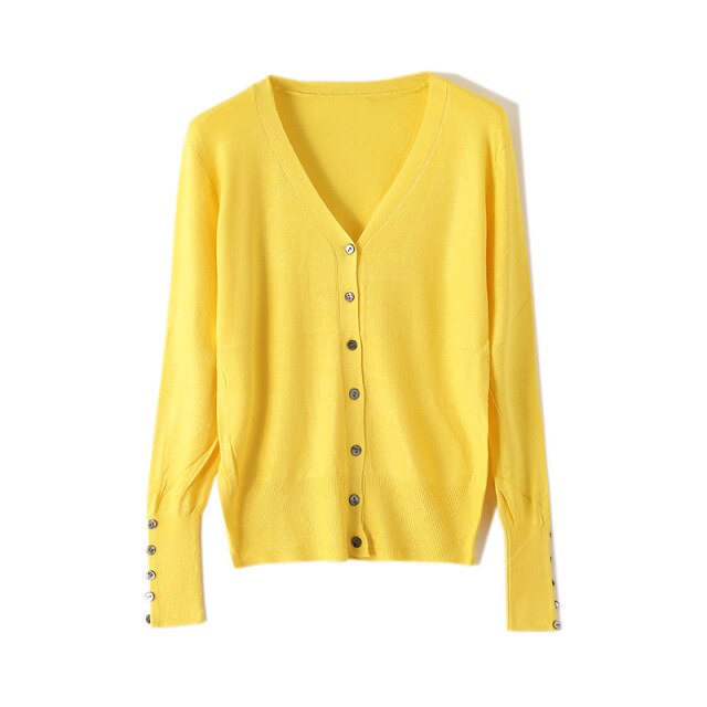 High Quality Shell Cufflinks Knitted Cardigan Shirt Top Female Loose Shawl Autumn Women's Sweater Jacket